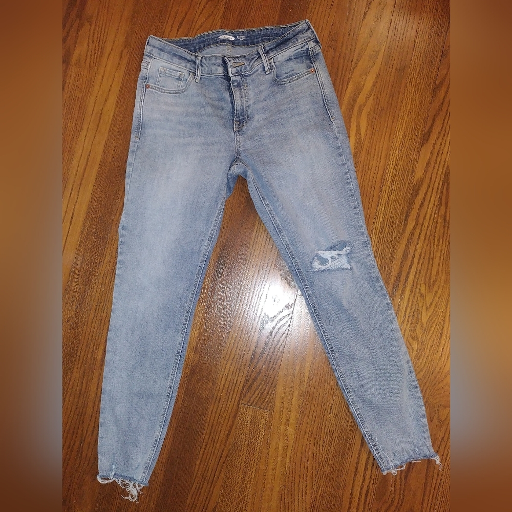 Old Navy Distressed Rock Star Super Skinny Ankle Jeans Light Blue Size 4